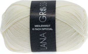 Lana Grossa MEILENWEIT 150 g UNI 6-fach Sockenwolle, Farbe:8840 - Weiß
