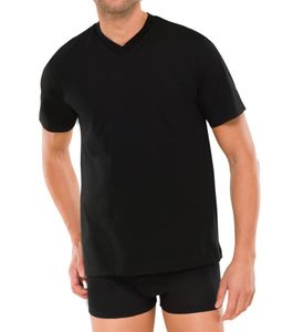 Schiesser Herren Unterhemd Shirt T-Shirt V-Neck Doppelpack 2er Pack - 208151, Größe Herren:L, Farbe:schwarz