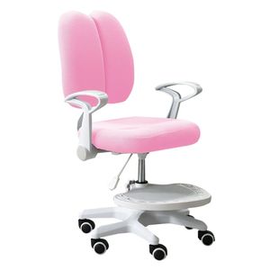 KONDELA Detská stolička s podnožkou a trakmi Anais - ružová / biela