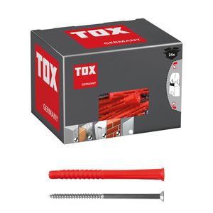 TOX Constructor + Screw, Schrauben- & Dübelsatz, Beton, Metall, Kunststoff, Grau, Rot, 1 cm, 13,5 cm