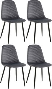 CLP 4er Set Stühle Giverny mit Ziernähten, Farbe:dunkelgrau, Material:Samt