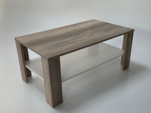 Möbel SD Couchtisch Bea  Wildeiche mit Ablage in Weiß 100 x 57 x 43,5 cm