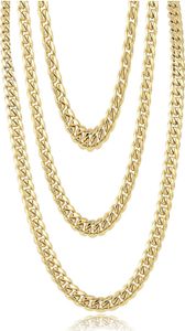 3x Goldkette Panzerkette Goldkettchen Gold Kette Rapper Gangster Fokuhila Accessoires 80er 90er Jahre Fasching Karneval Accessoire Damen und Herren