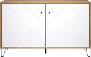 trendteam Wohnen Sideboard Touch Artisan Eiche Melamin/Weiß Matt Tiefzieh 123 x 76 x 40 cm