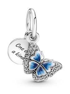 Pandora 790757C01 Charm Dangle Blue Butterfly and Quote Sterling Silber 925