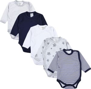 TupTam Baby Unisex Langarm Wickelbody im 5er Set , Farbe: Farbenmix 1, Größe: 62