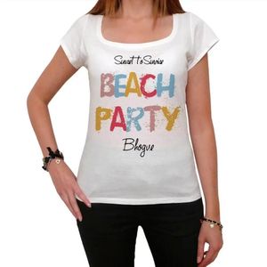 Damen Grafik T-Shirt Bhogve Strandparty – Bhogve Beach Party – Öko-Verantwortlich Vintage Jahrgang Kurzarm Lustige Druck Geburtstag Geschenk Frau