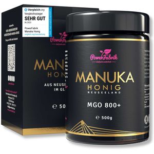 Manuka Honig | MGO 800+ | 500 g | HALAL | Das ORIGINAL aus NEUSEELAND | IM GLAS | 100% natürlich | PowerFabrik