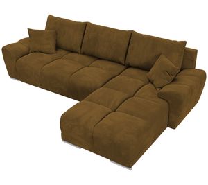 BroMARKT Ecksofa NUBES mit Schlaffunktion Bettkasten Kissen Couch Sofa L-Form, Senfgelb