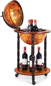 KOMFOTTEU Globus Barový vozík, mini bar na kolečkách, stojan na víno s klasickým designem, koktejlová barová skříňka na víno, nápoje (hnědá)