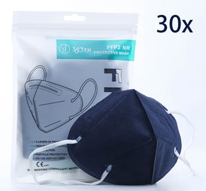 30x FFP2 Atemschutzmasken, Mundschutz, blau, CE 0161 Maske, Filtrationseffizienz >95%