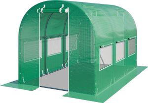 TOOLPORT Foliengewächshaus Gewächshaus 2x3m stabil & langlebig mit Fenster - reißfeste PE Plane 180g/m² grün transparent