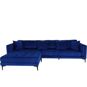 Sofa-Garnitur MCW-M27, Couch Ecksofa L-Form, Liegefläche links/rechts, Massiv-Holz 293cm  Samt dunkelblau
