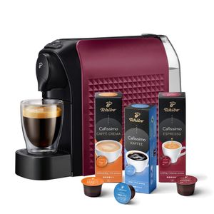 Tchibo Cafissimo "easy" Kaffeemaschine Kapselmaschine inkl. 30 Kapseln für Caffè Crema, Espresso und Kaffee, Dark Red