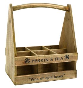 Flaschenträger aus gealtertem Holz "Perrin & Fils"