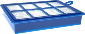 vhbw Staubsaugerfilter kompatibel mit AEG VivaControl, VivaQuickstop Staubsauger - HEPA Filter Glasfaser Blau Weiß