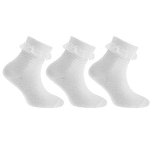 Dievčenské ponožky s volánom Bavlnaique (3 páry) K333 (31,5-36,5 EU) (White)