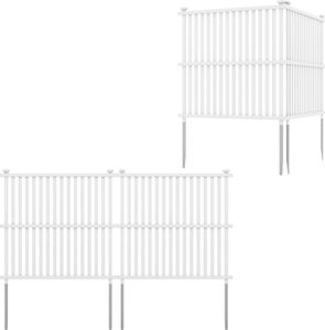 COSTWAY 2tlg. Gartenzaun 114cm hoch, Zaun mit Pfosten & Schutzkappen, PVC Sichtschutzzaun Steckzaun Zaunelementen freistehend dekorativ Weiß