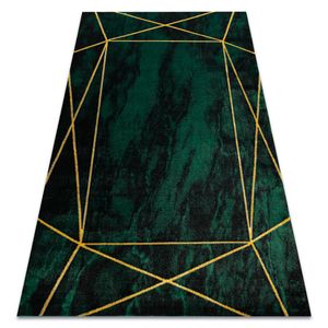 Koberec EMERALD exkluzívne 1022 glamour, štýlový geometrický, mramor fľaškovo zelené / zlato zelený 160x220 cm