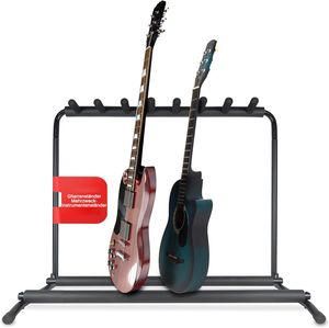 Stojan na gitaru Pyle - stojan na gitaru, 7-miestny skladací stojan na viacero gitár, stojan na basgitaru, pre akustickú gitaru, elektrickú gitaru a gitarovú tašku