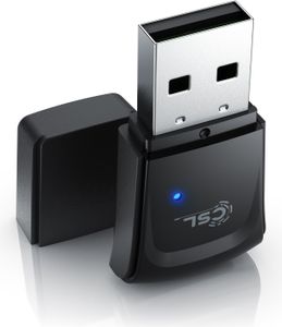 CSL WLAN 300 Mbit/s USB Stick Adapter - WiFi Adapter – Verschlüsselung WEP WPA WPA2 – 2,4 Ghz 2T2R – Verstärkung 18 dBm – für Windows 7 - 11