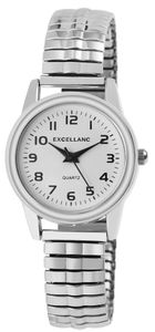 Excellanc Basic Damen Armband Uhr Weiß Zugband Stretch Klassisch Metall