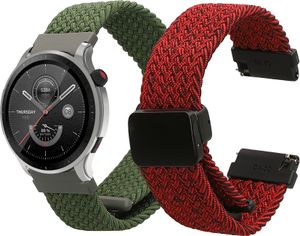 kwmobile 2x Ersatzarmband kompatibel mit Huami Amazfit Bip 5 Unity / Amazfit Bip 5 / Amazfit GTR 4 Armband - Nylonarmband Set mit Magnetverschluss -