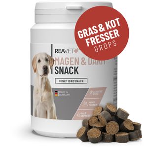REAVET Gras- & Kotfresser Drops für Hunde 170g I Hunde-Snacks Leckerlies - beruhigt den Magen & reduziert Sodbrennen I Grasfresser Getreidefreie Hunde-Leckerlies Ohne Zucker