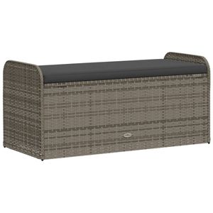 vidaXL Ławka ze schowkiem i poduszkami Szara 115x51x52 cm Poli rattan