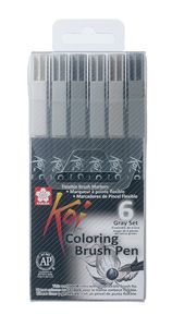 SAKURA Pinselstift Koi Coloring Brush 6er Etui grau