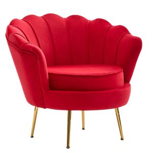 FineBuy Sessel Tulpe Samt 81 x 77 x 81 cm Design Relaxsessel ohne Hocker | Fernsehsessel Stoff mit goldenen Beinen | Loungesessel Polstersessel Wohnzimmer 120 kg
