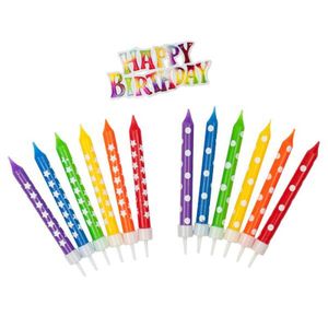 Trendhaus Sada dekorací svíček Happy Birthday Rainbow 13 kusů
