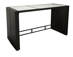 DEGAMO Bartisch Stehtisch DAVOS 185x80x110cm, Geflecht schwarz, Tischplatte Glas