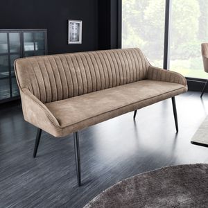 Design Sitzbank TURIN 160cm taupe schwarz Metallbeine mit Armlehne Polsterbank Dekobank Design Sitzbank TURIN 160cm taupe schwarz Metallbeine mit Armlehne Polsterbank Dekobank