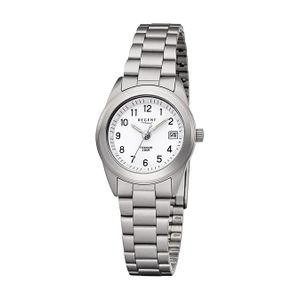 Regent Metall Damen Uhr F-258 Analoge Armband-Uhr silber Titan-Uhr D2URF258