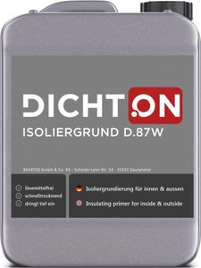 DICHTON Isoliergrund 10l Acrylgrundierung innen & aussen - Acryl Isogrund Haftgrund für Farbe, Mörtel, Kleber, Zementputz, Gips - Putzgrund, Betongrundierung lösemittelfrei, tief eindringend D.87W