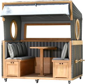 Gosch-Lounge Strandkorb 6-Sitzer Teak - PE grau - Modell 537