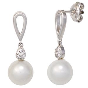 JOBO Ohrhänger 925 Sterling Silber rhodiniert mit Zirkonia Ohrringe Ohrstecker JOBO Ohrhänger 925 Sterling Silber rhodiniert mit Zirkonia Ohrringe Ohrstecker