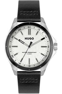Hugo Boss Schwarze Lederuhr mit analogem Zifferblatt Hugo Boss Schwarze Lederuhr mit analogem Zifferblatt