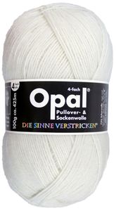 Opal Sockenwolle 100g Uni Hartweiß 4-fach