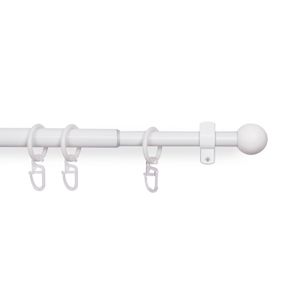 Stilgarnitur Weiß ( Kugel ) ausziehbar 120-220cm Vorhangstange Ø16mm Komplettstilgarnitur inkl. Befestigungsmaterial, für Gardinen und Vorhänge