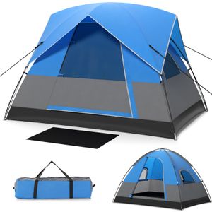 COSTWAY Zelt für 3 Personen, ultraleichtes Campingzelt mit abnehmbarem Regenschutz, Fenstern & Bodenplane, Kuppelzelt wasserdicht