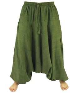 Haremshose Pluderhose Pumphose Aladinhose aus Baumwolle - Grün, Damen, Hosen