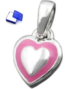 Kettenanhänger Kinder Anhänger kleines Herz rosa 925 Silber 8 x 6 mm inklusive Schmuckbox