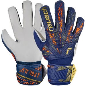 Reusch Attrakt Solid Junior Kinder-Torwarthandschuhe, Weiß/Blau/Gold, Gr 5