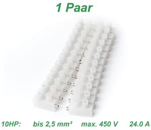1 Paar Lüsterklemmen steckbar bis 2,5 mm² 12-polig 12 fach Kabel Klemmen weiß