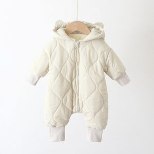 Kleinkind Baumwolle Strampler Baby Wintermantel Reißverschluss Langarm Niedlicher Baby Schneeanzug, Weiß, 100