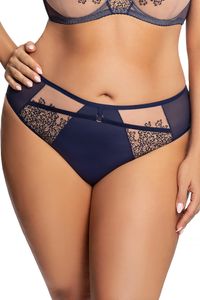 Gorsenia dame slip brazilian ausgeschnitten geblümt stickerei netz k697 allisson, dunkelblau, s