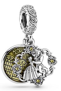 Pandora X Disney Moments Charm Dangle Anhänger 799014C01 Beauty and the Beast Dancing Sterling Silber 925 gelbe Kristalle Emaille