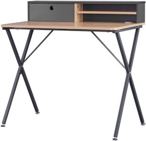 WOLTU Schreibtisch mit Ablage 90x50x88,5 cm, hell eiche-grau